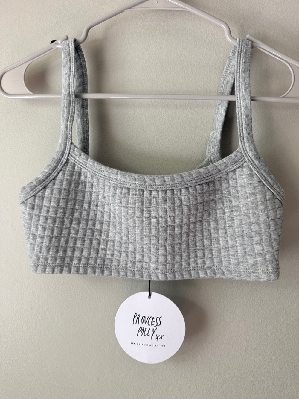 Arabella Soft Waffle Crop Top in Grey by Princess Polly.  Size 2